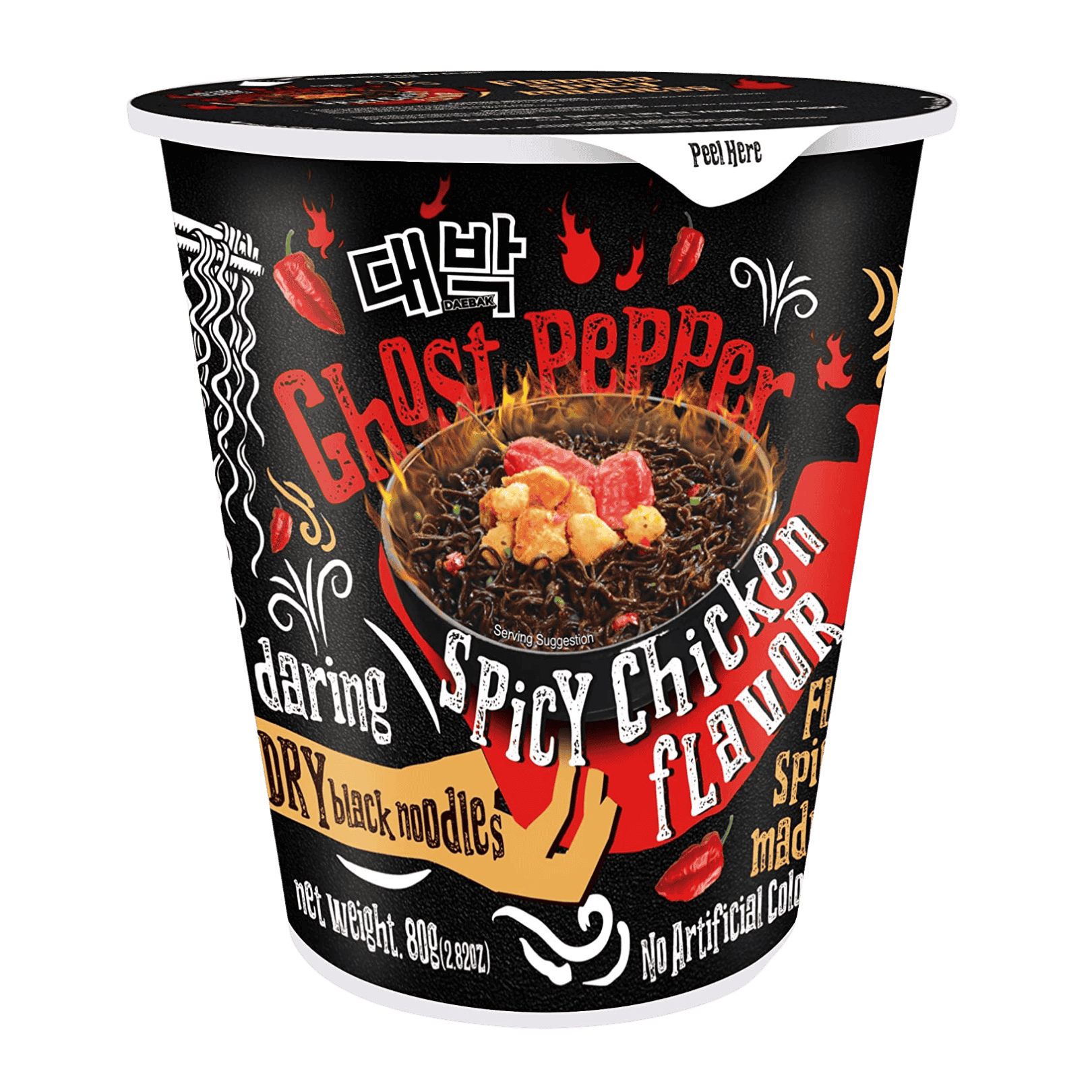 DAEBAK Ghost Pepper Dry Black Cup Noodle Spicy Chicken 80g